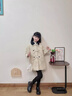G.duck女童毛呢大衣2026新款女大童中長(cháng)款韓版洋氣夾棉加厚秋冬呢子外套 米白色 夾棉 120 cm 曬單實(shí)拍圖