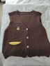 錦裳淑復古麻花v領(lǐng)馬甲針織背心女繡花開(kāi)衫馬夾外搭衫疊穿坎肩Z21 棕色 XL 曬單實(shí)拍圖