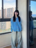 九寸陽(yáng)光藍色針織開(kāi)衫毛衣外套女秋冬2025新款爆款秋冬韓系慵懶高級感上衣 低飽和藍色 均碼 （推薦體重120斤內） 曬單實(shí)拍圖