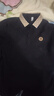 皮爾卡丹（pierre cardin）春秋季長(cháng)袖T恤男士翻領(lǐng)POLO.衫秋裝打底高端潮流提花休閑帶領(lǐng)體恤 3390黑色【長(cháng)袖T恤】 2XL 【150-170斤】 曬單實(shí)拍圖