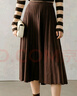 顏域咖色中長(cháng)款百褶裙女2025新款秋冬通勤百搭裙子高腰A字半身裙 咖色 M/38 曬單實(shí)拍圖