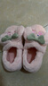 富羅迷女童家居保暖拖鞋冬季舒適軟底防滑中大童包跟棉拖鞋 粉紅 35/36  曬單實(shí)拍圖