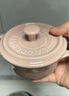琺寶（staub） 陶瓷小碗蒸蛋碗布丁碗甜品碗寶寶輔食碗燉盅燉湯盅飯碗帶蓋10cm 蜜桃粉 曬單實(shí)拍圖
