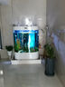 靚寵魚(yú)缸水族箱靠墻客廳家用落地公司新款中大型一體熱彎過(guò)濾循環(huán)生態(tài) 白色（一體防爆玻璃+智能顯示屏） 長(cháng)100寬50高140cm 曬單實(shí)拍圖
