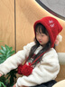U&MUDI兒童紅色針織煙花帽子女童新年毛球帽2025新款加厚防風(fēng)保暖護耳帽 紅色毛球煙花帽 3-12歲 x 49-58cm 曬單實(shí)拍圖