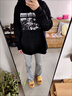 直降底價(jià) 衛衣女秋冬新款韓版寬松慵懶風(fēng)連帽上衣學(xué)生外套 黑白剪影加絨連帽衛衣黑色 L 曬單實(shí)拍圖