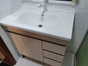 浴尚雅（YUSHANGYA）陶瓷一體盆浴室柜組合落地式洗臉盆柜實(shí)木衛(wèi)生間洗 奶油風(fēng)落地柜+陶瓷一體盆 80cm 曬單實(shí)拍圖