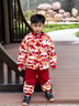 班喜迪男童套裝冬裝新款寶寶嬰兒周歲禮服兒童秋冬季夾棉拜年衣服小童裝 紅色 90 曬單實(shí)拍圖
