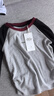 三彩2025冬季新款刺繡T恤圓領(lǐng)插肩袖修身上衣短款休閑M 花灰色 S 155/80A 曬單實(shí)拍圖
