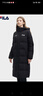 FILA 斐護科技|斐樂(lè )女裝長(cháng)款羽絨服冬季休閑簡(jiǎn)約連帽保暖羽絨外套 正黑色-BK 175/92A/XL 曬單實(shí)拍圖