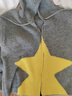 Basic House/百家好撞色星星連帽毛衣冬季洋氣綿羊毛短款開(kāi)衫外套 淺灰 S 曬單實(shí)拍圖