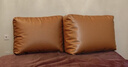 駱易家（Lorica）皮革夏季沙發(fā)靠背墊床頭靠枕靠墊抱枕不含芯大靠背定制輕奢高級感 陌野-棕色(復古皮革) 【可拆卸】 含枕芯 兩只組合長(cháng)90cm*高60cm*厚23cm~28cm 曬單實(shí)拍圖
