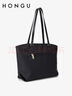 紅谷（HONGU）包包女包新款時(shí)尚通勤單肩包休閑大容量托特包生日禮物 漆黑 曬單實(shí)拍圖