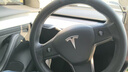 DEYAN汽車(chē)方向盤(pán)套四季通用男女透氣防滑吸汗超薄款保護套真皮車(chē)用把套 特斯拉modely毛豆y/model3毛豆3 超薄【圓形】雙色線(xiàn)（不帶車(chē)標） 曬單實(shí)拍圖