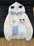 魯雅爾可愛(ài)貓咪假兩件刺繡連帽衛衣女春秋季新款寬松慵懶風(fēng)長(cháng)袖上衣外套 白色 常規款 M 曬單實(shí)拍圖