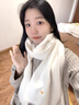 WUCANLI純羊毛圍巾女冬季2025新款高級感送女生生日禮物保暖披肩禮盒 暖暖愛(ài)心-奶白【尺寸190*35】 曬單實(shí)拍圖