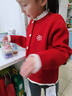 moonkids女童毛衣開(kāi)衫秋冬款超好看紅色兒童針織衫韓版上衣秋季女大童外套 19793紅色 170 170cm 曬單實(shí)拍圖