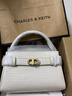 CHARLES&KEITH鱷魚(yú)紋凱莉包手提斜挎婚包包女包生日禮物CK2-50270880-1 Ivory象牙色 S 曬單實(shí)拍圖