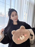 2025新款電熱暖手袋冬季充電熱水袋可愛(ài)毛絨絨小熊保暖男女暖手寶 卡其大臉熊+熱水袋+充電器 曬單實(shí)拍圖