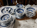 華青格碗碟套裝唐式青花瓷餐具套裝 喬遷新居送禮38頭禮盒裝 曬單實(shí)拍圖