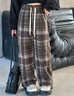 OEHE女童美拉德格子褲秋冬新款兒童加絨褲子中大童女孩直筒休閑長(cháng)褲 圖片色（加絨） 150 曬單實(shí)拍圖