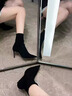 SGJ英國奢侈品牌絨面法式小踝靴瘦瘦靴高跟短靴女2025新款秋冬高跟鞋 黑色 38 曬單實(shí)拍圖