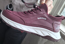 回力（Warrior）女鞋媽媽鞋秋季皮面中老年鞋輕便軟底健步鞋女士運動(dòng)休閑鞋酒紅38 曬單實(shí)拍圖