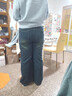 XCFREHT女褲復古藍闊腿牛仔褲女春季大碼胖mm高腰顯瘦梨形身材寬松直筒褲 復古藍-加長(cháng)款 4XL 建議：161-180斤 曬單實(shí)拍圖