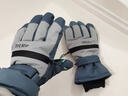 圣紡源冬季五指騎行手套女觸屏加絨加厚保暖防寒玩雪防潑水電動(dòng)車(chē)手套男 小熊拉鏈滑雪藍色 曬單實(shí)拍圖