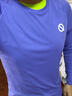輕功（QINKUNG）呼吸方格交疊領(lǐng)長(cháng)袖T恤馬拉松運動(dòng)跑步訓練速干秋冬衣服男款上衣 長(cháng)春花藍 L 曬單實(shí)拍圖