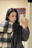 啄木鳥(niǎo)秋冬新款美拉德仿羊絨格子圍巾女冬季感百搭披肩加厚保暖圍脖特價(jià) 黑米格【升級加厚】 曬單實(shí)拍圖