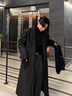 OEMG韓系長(cháng)款毛呢大衣男士秋冬款高個(gè)子cleanfit高級感痞帥落地潮外套 黑色 XL [建議150-170斤] 曬單實(shí)拍圖