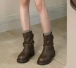 ZHR堆堆短靴女2025新款厚底雪地靴美拉德褲管馬丁靴女KN191棕色36 曬單實(shí)拍圖