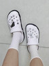 AWT2025年新款洞洞鞋女士包頭防滑軟底沙灘鞋情侶休閑涼拖鞋外穿 白黑色/水晶熊配飾 39 (245mm) 曬單實(shí)拍圖