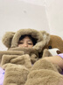 恒源祥小熊帽子秋冬女圍巾手套一體連帽冬季圍脖可愛(ài)保暖毛絨冬天三件套 駝色 頭圍54~58cm 曬單實(shí)拍圖