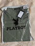 花花公子（PLAYBOY）襯衫男夏季襯衣男士外套休閑七分袖男裝短袖寬松襯衫 軍綠 3XL  曬單實(shí)拍圖