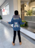 G.duck女童外套秋冬款2025兒童中大童牛仔衣加絨加厚洋氣時(shí)髦冬裝棉衣服 小熊字母牛仔外套【灰色】 160 建議身高150cm左右 曬單實(shí)拍圖
