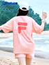 FILA FUSION斐樂(lè )潮牌情侶款男士女士針織短袖衫春新品舒適寬松T恤 青春粉-PK XL 曬單實(shí)拍圖