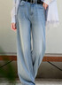 三彩2025秋季新款休閑牛仔褲直筒褲長(cháng)褲復古淺色垂感拖地褲M(mǎn) 天空藍 L 165/72A 165/72A 曬單實(shí)拍圖