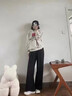 真維斯（JEANSWEST）糯米褲女2025秋冬新款高腰垂感休閑小個(gè)子秋季針織加絨闊腿褲子女 曬單實(shí)拍圖