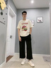 Leekylze官方品牌旗艦聯(lián)名短袖t恤男寬松情侶裝半袖純棉情侶款學(xué)生ins 杏色 L 曬單實(shí)拍圖