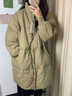 JRET棉服女2025新款冬季韓系立領(lǐng)蝙蝠袖棉服女中長(cháng)款寬松顯瘦面包棉襖 卡其色長(cháng)款【棉服】 S 曬單實(shí)拍圖