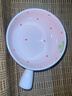 草莓陶瓷碗勺家用高顏值米飯碗少女心甜品碗釉下彩餐具套裝 【1個(gè)裝】淺粉草莓手柄碗 曬單實(shí)拍圖