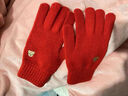 JTTCAC韓版紅色毛線(xiàn)手套女冬季加長(cháng)保暖針織防凍露指可觸屏可愛(ài)新年手套 #246-紅色 【手套】 均碼 曬單實(shí)拍圖