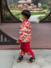 班喜迪男童套裝冬裝新款寶寶嬰兒周歲禮服兒童秋冬季夾棉拜年衣服小童裝 紅色 90 曬單實(shí)拍圖
