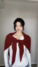 啄木鳥(niǎo)韓系澳洲羊毛針織大三角圍巾女秋冬極簡(jiǎn)加厚保暖氣質(zhì)圍脖百搭披肩 酒紅色 曬單實(shí)拍圖