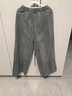 亂在江南簡(jiǎn)約棉麻做舊純色休閑褲女冬季新品加絨保暖松緊腰闊腿長(cháng)褲 煙灰色 均碼 曬單實(shí)拍圖