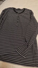 初語(yǔ)長(cháng)袖T恤女2025冬季新款寬松中長(cháng)款舒絨條紋打底衫外穿上衣 黑白條 L 曬單實(shí)拍圖