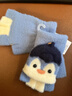 泉碧焱兒童翻蓋手套秋冬保暖小學(xué)生上學(xué)寫(xiě)字半指手套卡通毛線(xiàn)針織五指套 淺藍企鵝 均碼 【建議6-12歲】 曬單實(shí)拍圖