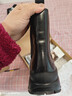 愛(ài)步（ECCO）短靴女 牛皮時(shí)尚厚底增高英倫風(fēng)切爾西靴 蹤跡220753 黑色38 曬單實(shí)拍圖